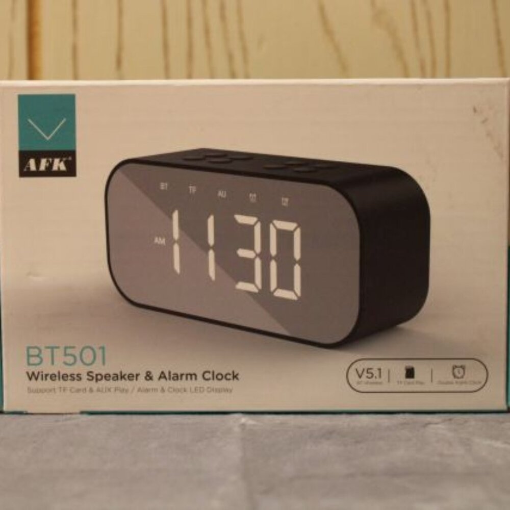 Wireless Speaker & Alarm Clock by AFK - Model BT501 - New in Box
